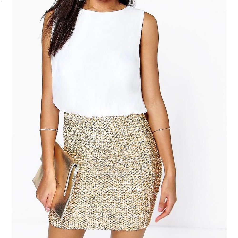 Delia 2 in 1 Chiffron Top Sequin Bodycon Dress